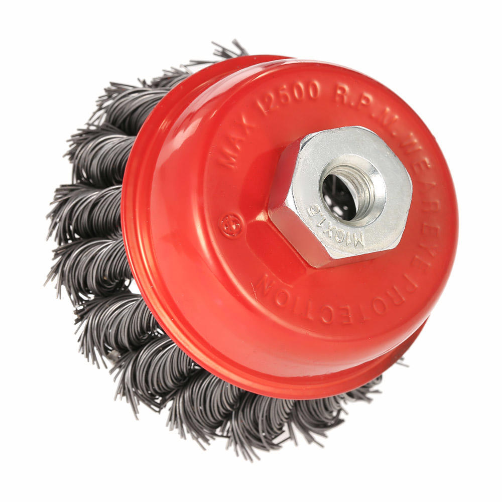 75mm 3 Inch Crimped Wire Cup Brush Knotted Cup Brush with Steel Wire for Angle Grinder Maximum 12500rpm for Rust Paint