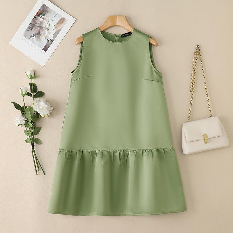 

ZANZEA Женское повседневное летнее платье-сарафан без рукавов с круглым вырезом 5XL зелёный