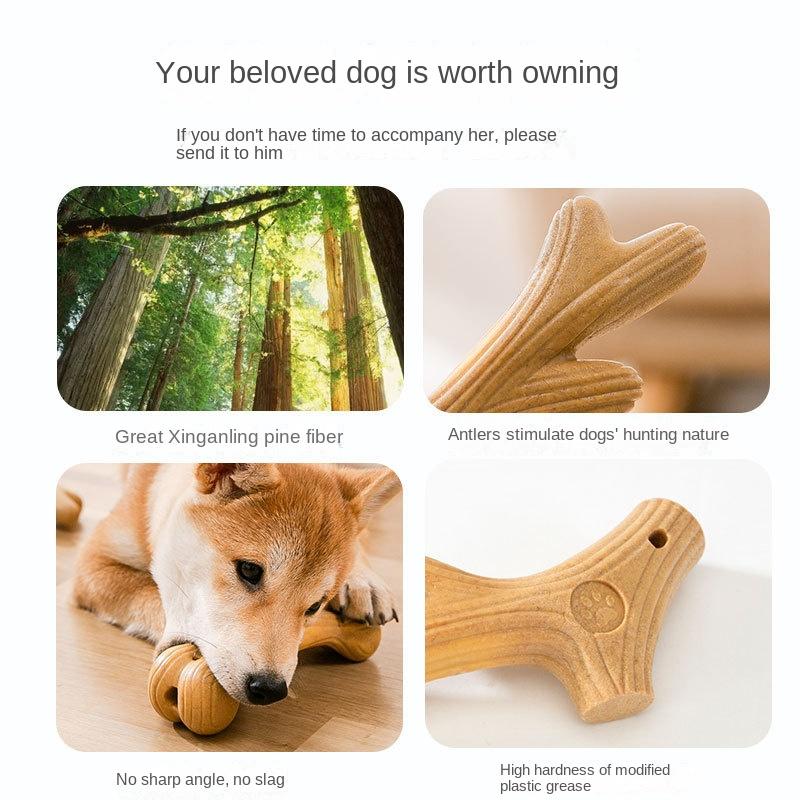 Cat Dog Pine Wood Toys Deer Antler Teeth Grinding Stick Small Large Dogs Bite Resistant Pet Relaxation Toys French Bulldog Corgi