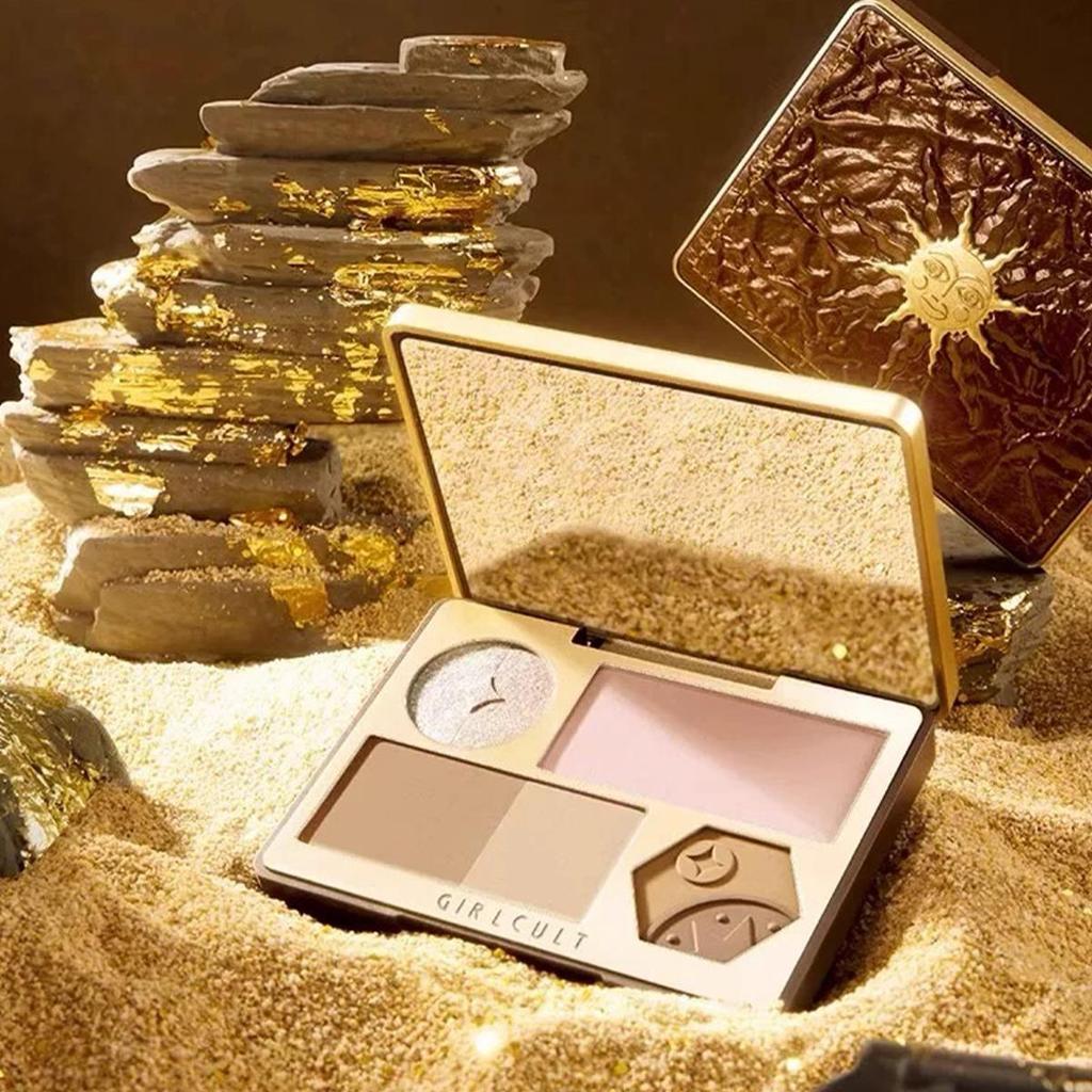 Girlcult Face Palette(02 03),Smooth Powder,Fine-Milled,Minimal Fallout,Highly Pigmented,All-in-One Face Makeup,Beginner-Friendly