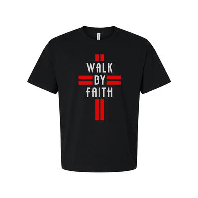 Christian Walk By Faith Unisex Grafik-T-Shirt mit rotem Symbol-Artwork für Dai
