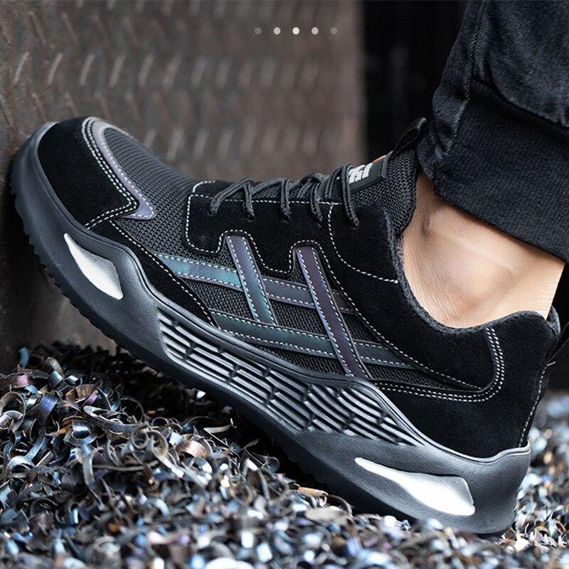 Cozok Lightweight Breathable Protective Mesh Safety Shoes For Men Puncture Resistant Steel Toe Work Sneakers Size 46