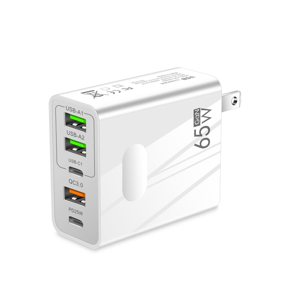 VAORLO 5Porst Wall Charger QC3.0 Fast Charging Support PD Charge EU US UK Plug 65W 3.1A Super Charging