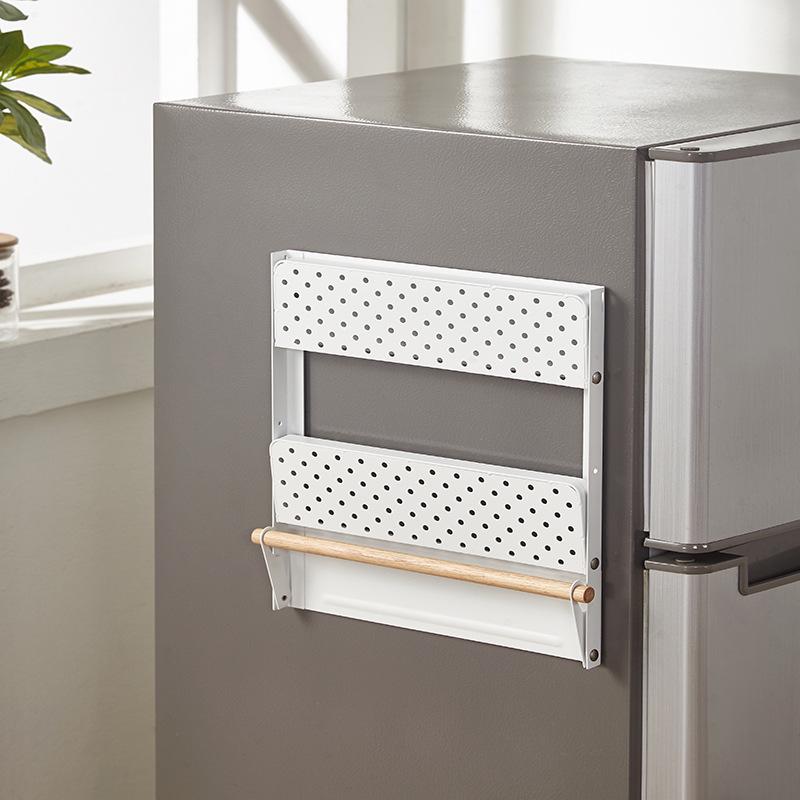 Refrigerator Side Shelf: Multi-functional Kitchen Storage Rack for Paper Towels & Plastic Wrap