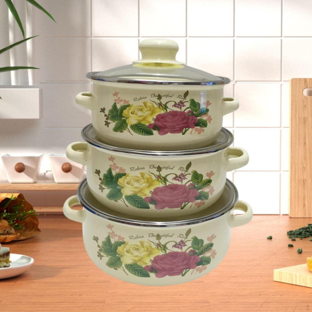3 stück Emaille Eintopf Topf Haushalt Köchelnde Tragbare Keramik Suppe Set Kochgeschirr für