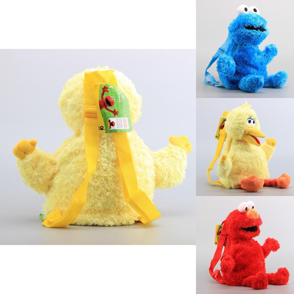 Zaino Peluche Lussuoso di Sesame Street Elmo Cookie Monster Big Bird Bambola Per Bambini