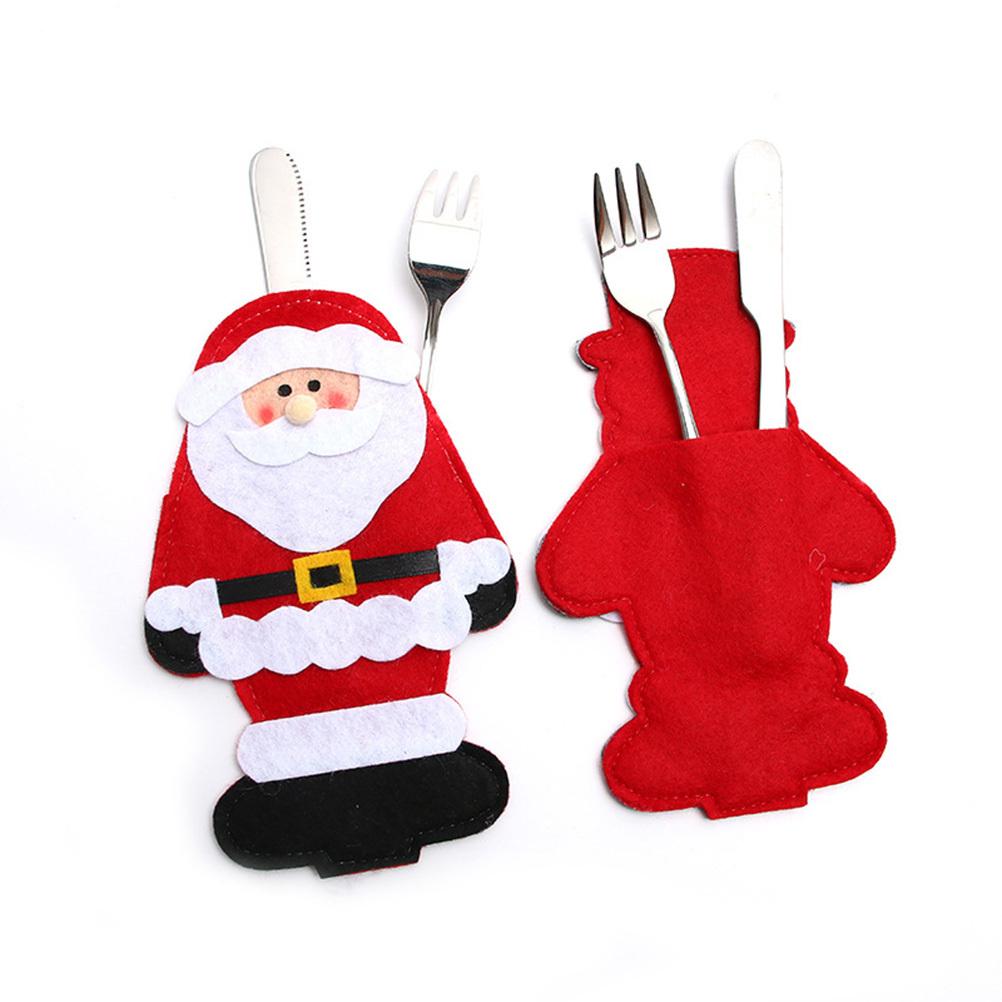 6pcs Christmas Cutlery Bag Set Reusable Tableware Holder For Fork Cutter Storage Holiday Party Decorations