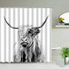 Farm Animal Horse Shower Curtain Wildlife Elephant Leopard Lion Tiger Pattern Shower Curtain Set Highland Cows Bathroom Curtains