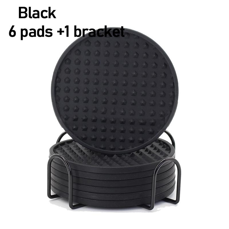 6pcs Silicone Coasters Round Heat Resistant Rubber Tea Cup Mat Drink Coffee Mug Glass Beverage Holder Pad Decor Table Mat 10cm