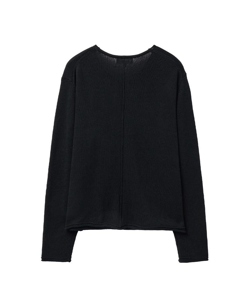 Misekiseoulmaen Vneck Layered Knit Top Black