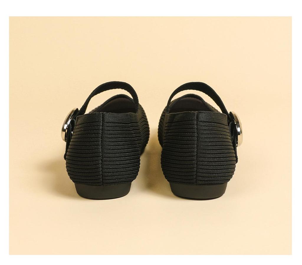 2024 Square Toe Queen's Knit Mary Jane Loafers - Soft Sole, Low Cut, Spring/Summer Style.