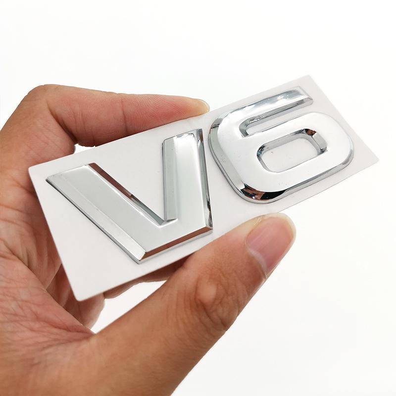 Estilo Automotivo Logotipo Motor V6 Emblema Adesivo 3D Liga de Metal Emblema Porta-Malas Traseiro Adesivo Para Para-lama Decalque Para Carro Acessório Automotivo