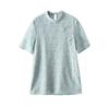 New Summer Lace Top for Women's Design Niche Chinese Style Shirt Light Blue Short-sleeved Shirt for Women