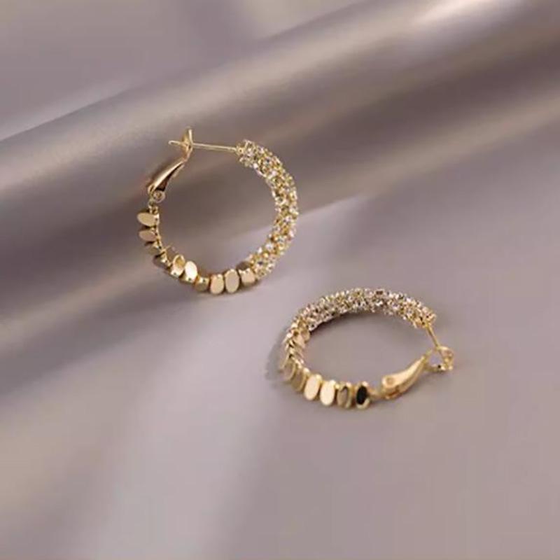 Luxury French Large Circle Plated Earrings with Niche Design