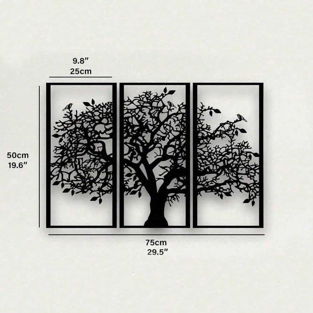 3-Piece Tree of Life Metal Wall Art, Zen Boho Decor for Living Room & Yoga Studio