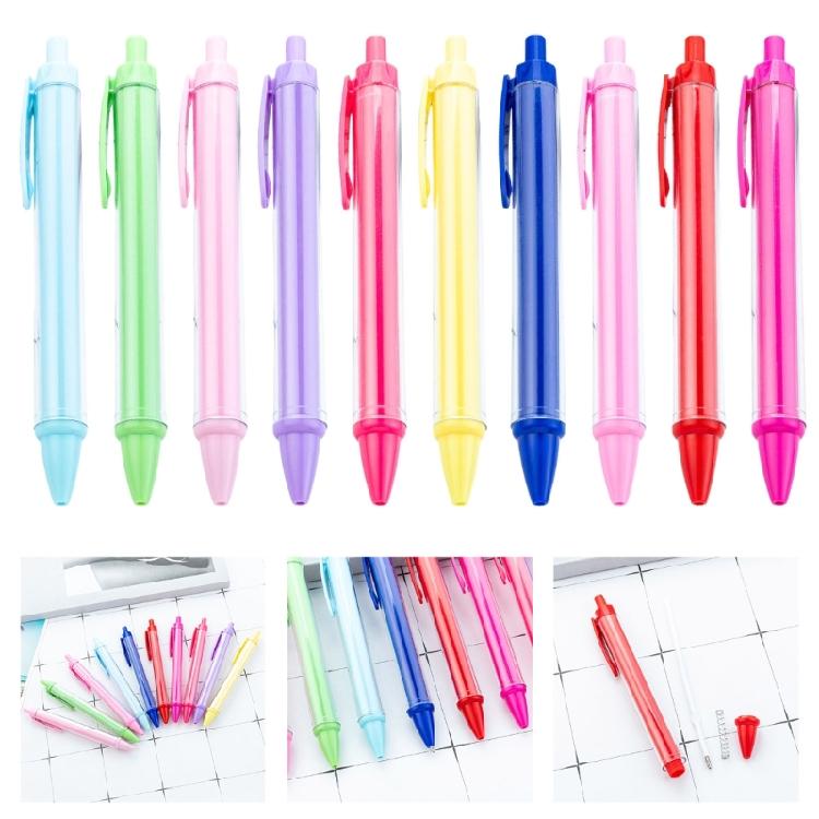 10Pcs Retractable Ballpoint Pen Plastic Ballpoint Pen Press to Open Close Ergonomic Grip Writing Pen for Students