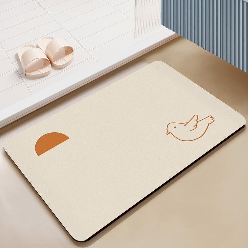 Badezimmer saugfähige Bodenmatte, Badezimmertür Fußmatte, Kieselgur schnelltrocknender Teppich rutschfest Cartoon verschleißfest