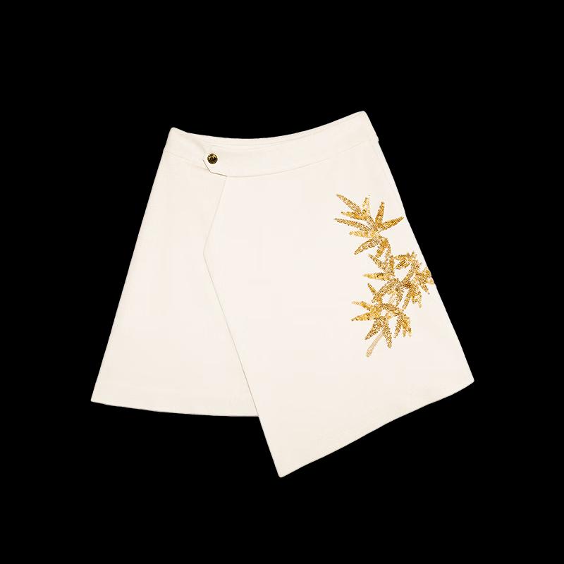 HECO New Chinese Style Embroidered Sequin A-Line Skirt