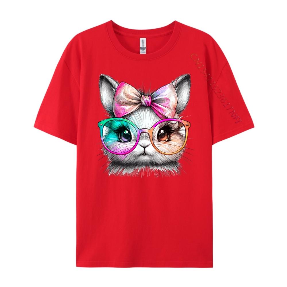 Cute Rabbit With Glasses Tie Dye Easter Day Bunny Graphic T Shirts 100 Cotton Designer Clothes Men S