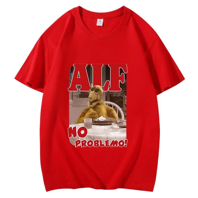 2025 Summer T-shirts ALF NO PROBLEMO Printed Women Short Sleeve Breathable O-Neck Casual Tops All-math Loose Tee Tops