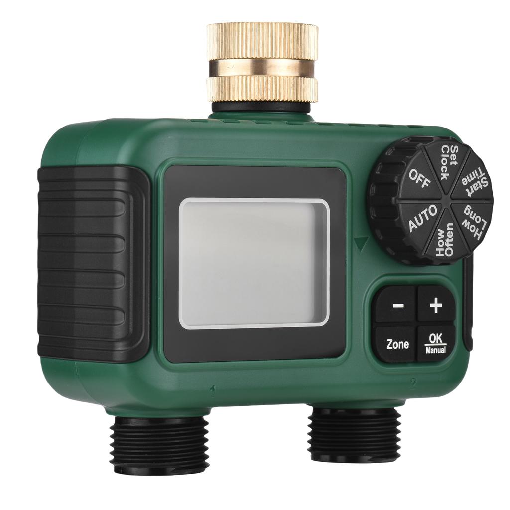 Bewässerungstimer Messing Einlass Smart Regenverzögerungsfunktion 2 Zonen Wasserschlauchtimer für Garten