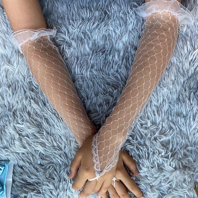 Summer Sunscreen Cool Cycling Long Lotus Leaf Dress Wedding Dress Accessories Gloves