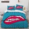 3D Print Red Lips Soft Duvet Cover Set Sexy Theme Romantic Style For Young Girls Women Couple Beding Set King Quen Sized Dimensions With Pilowcase