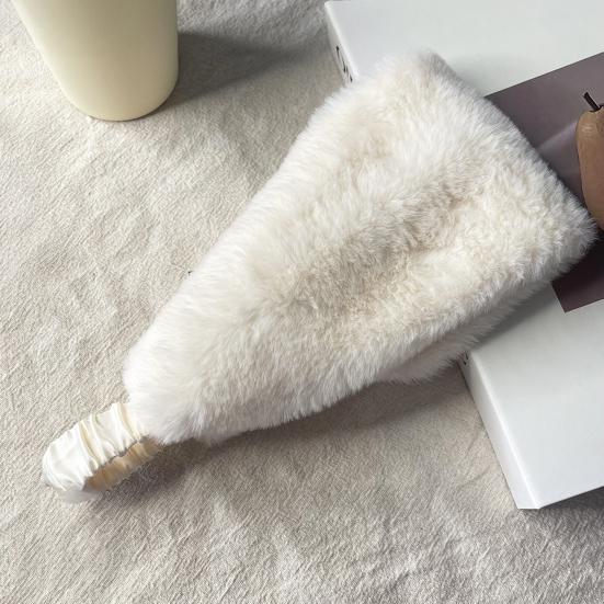Faux Fur Lined Winter Headband Solid Color Ear Warmer with Elastic Telescopic Straps Earmuff Headscarf