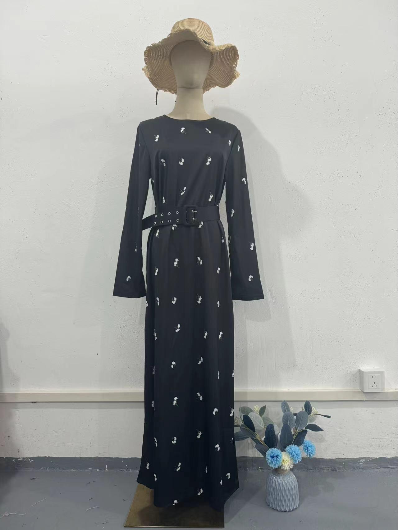 

Европейско-американское осеннее платье 2024 года с оборками, А-силуэта, с длинным рукавом XXL чёрный