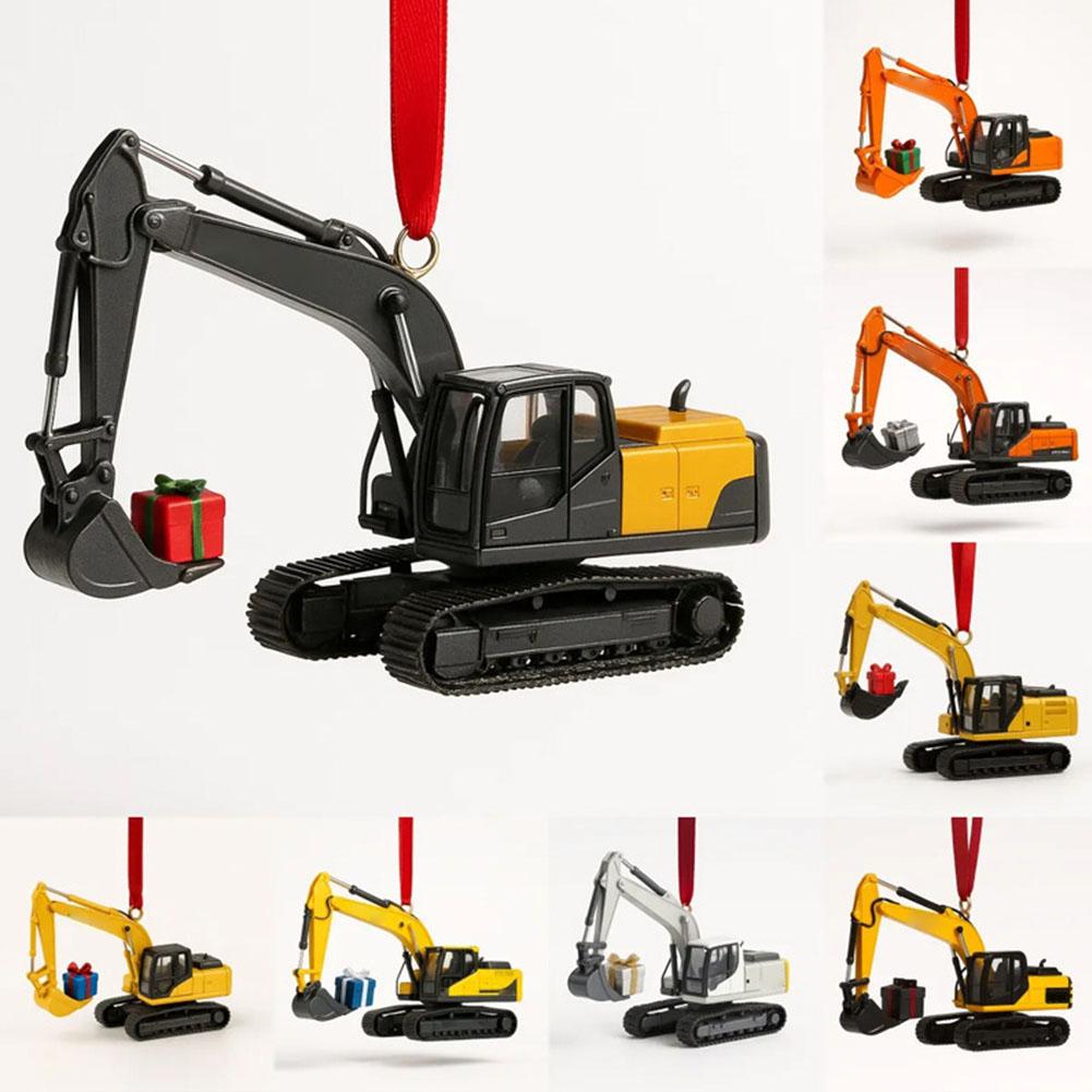 2025 Christmas Advent Calendar 2D Flat Acrylic Construction Vehicle Ornaments Heavy Equipment Xmas Countdown Calendar Gifts Box