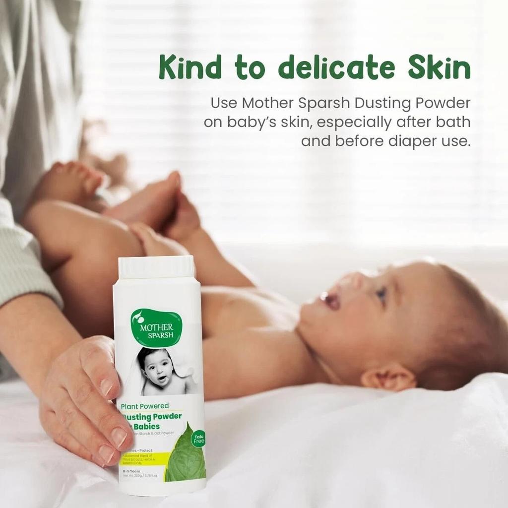 Mother Sparsh Plant Powered Dusting Powder Babies 200g Corn Starch & Oat Powder
