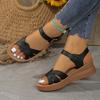 Fashion Women's Sandals Fashion Cross Strap Open Toe Sandals Women Shoes New Buckle Med Heel Wedge Sandals Female Summer Non-Slip Shoes