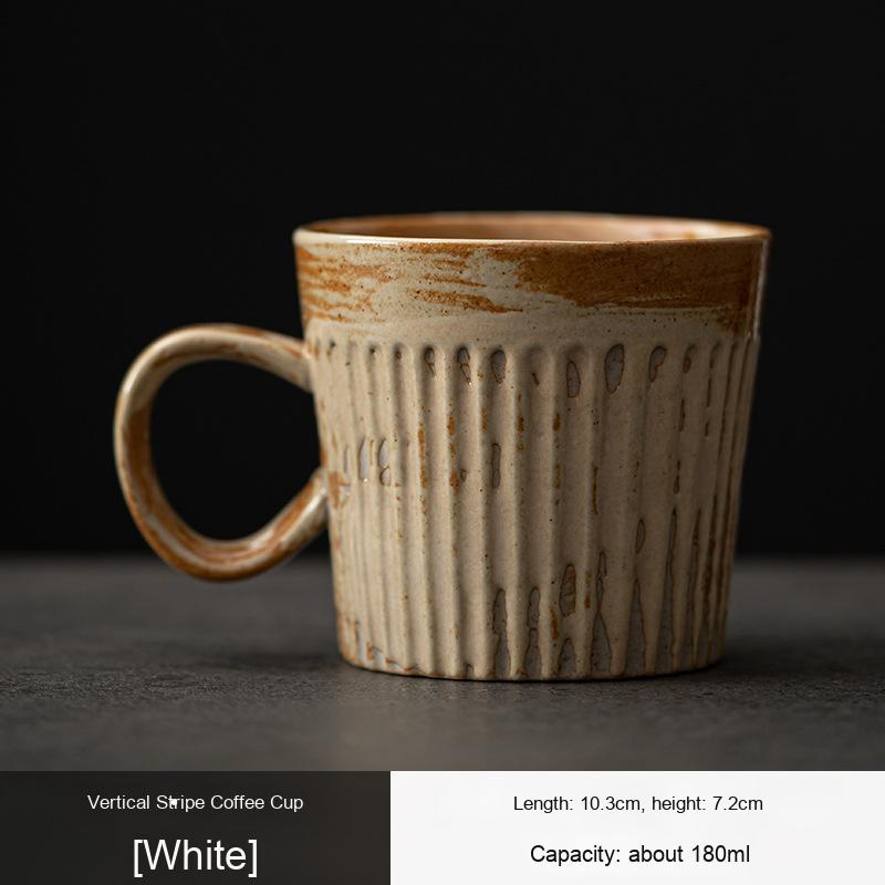 Vintage Rustic Japanese Style Ceramic Coffee Mug with Lid Simple Kiln-Changed Water Cup for Home Office Teacup Coffee Cup