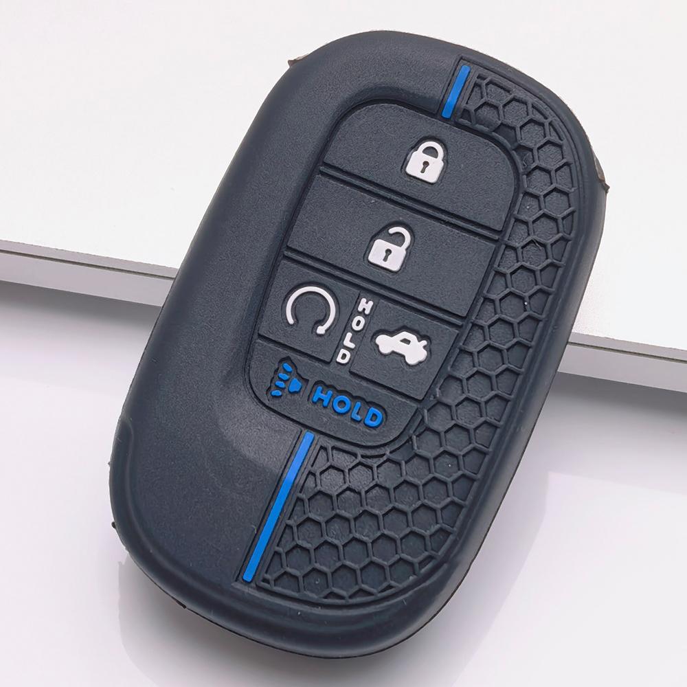Soft Silicone Remote Key Case for Honda Civic Accord Inspire HRV CRV Pilot Odyssey ZR V XR V Vezel Honeycomb Texture Racing Stripe Key Fob Protector