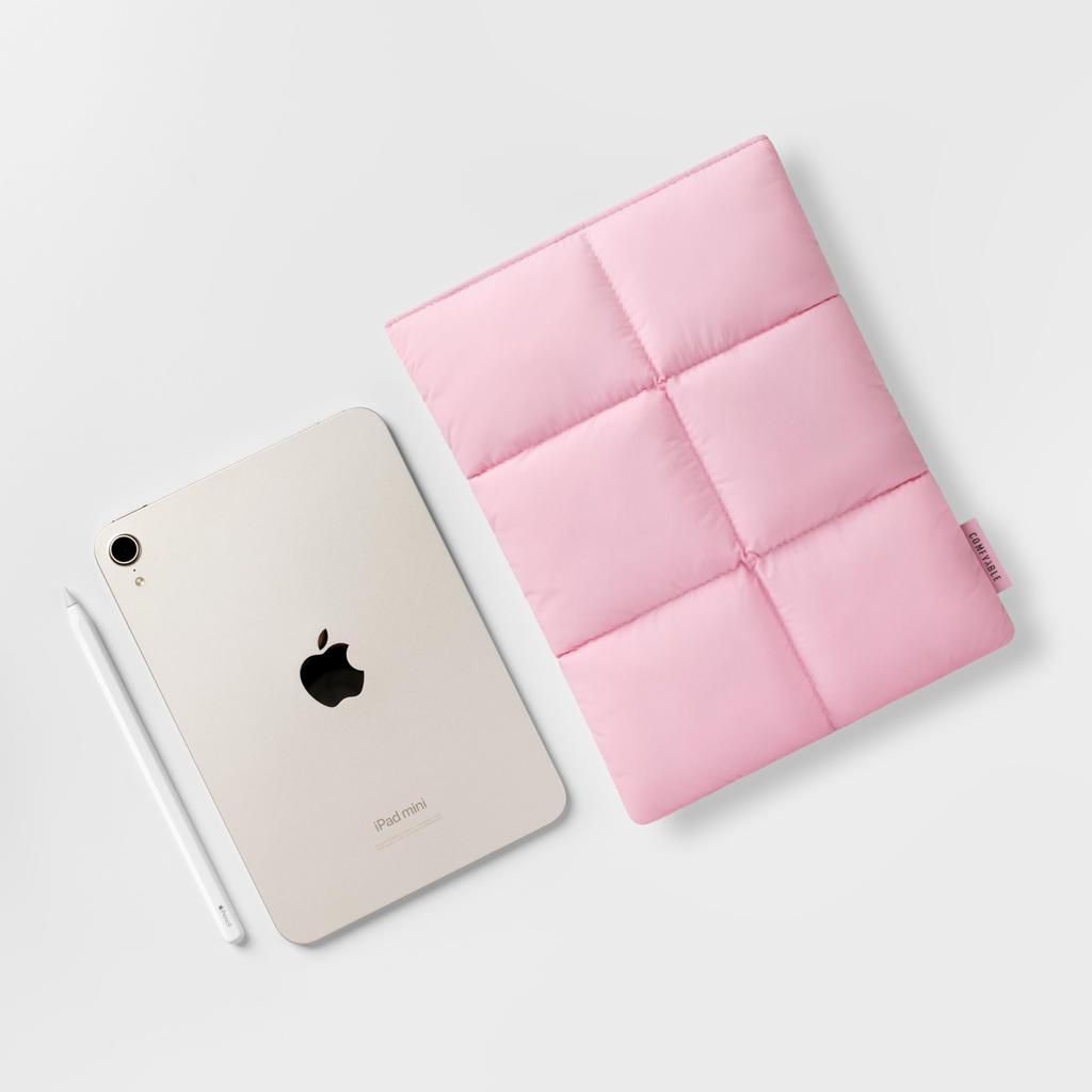 Comfyable Puffy Tablet Sleeve for 7-8 Inch iPad Mini 7 (2024/A17 Pro), Mini 6 (2021/A15), Quilted Puffer Tablet Carrying Case for Women and Men, Pink