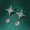 Korean Fashion New Men's Rhinestone Rudder Small Collar Brooch Pin Gold Color Five-pointed Star Trendy Neckline Accessories