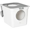 Cat Litter Box, 2-Way Cat Litter Box, Incl. Litter Scoop, White + Grey