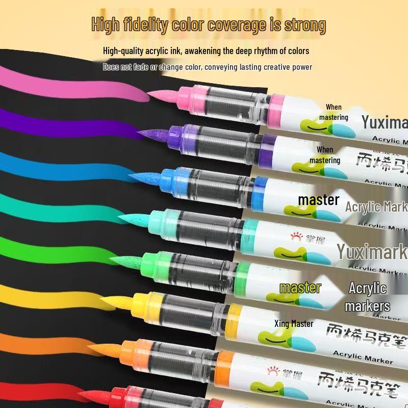 Quick-Dry Liquid Ink Acrylic Marker - Soft Tip, Single Pen with Selectable Colors, Perfect for Students
