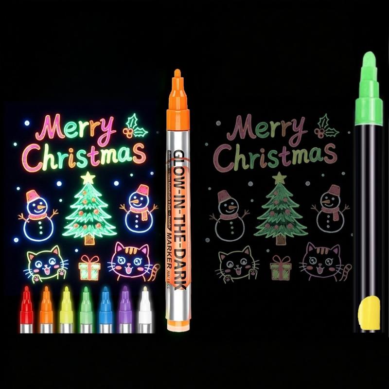 8 Colors Fluorescent Luminous Marker Party Decoration Paint Diy Crafts Creative Artwork Waterproof Non-Toxic Dark Pen Draw Tool