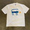 Pure Cotton Double Thread 3a260g Short Sleeve Tshirt Loose Fit Retro American Style For Couples Unisex Unisex Casual Round Neck