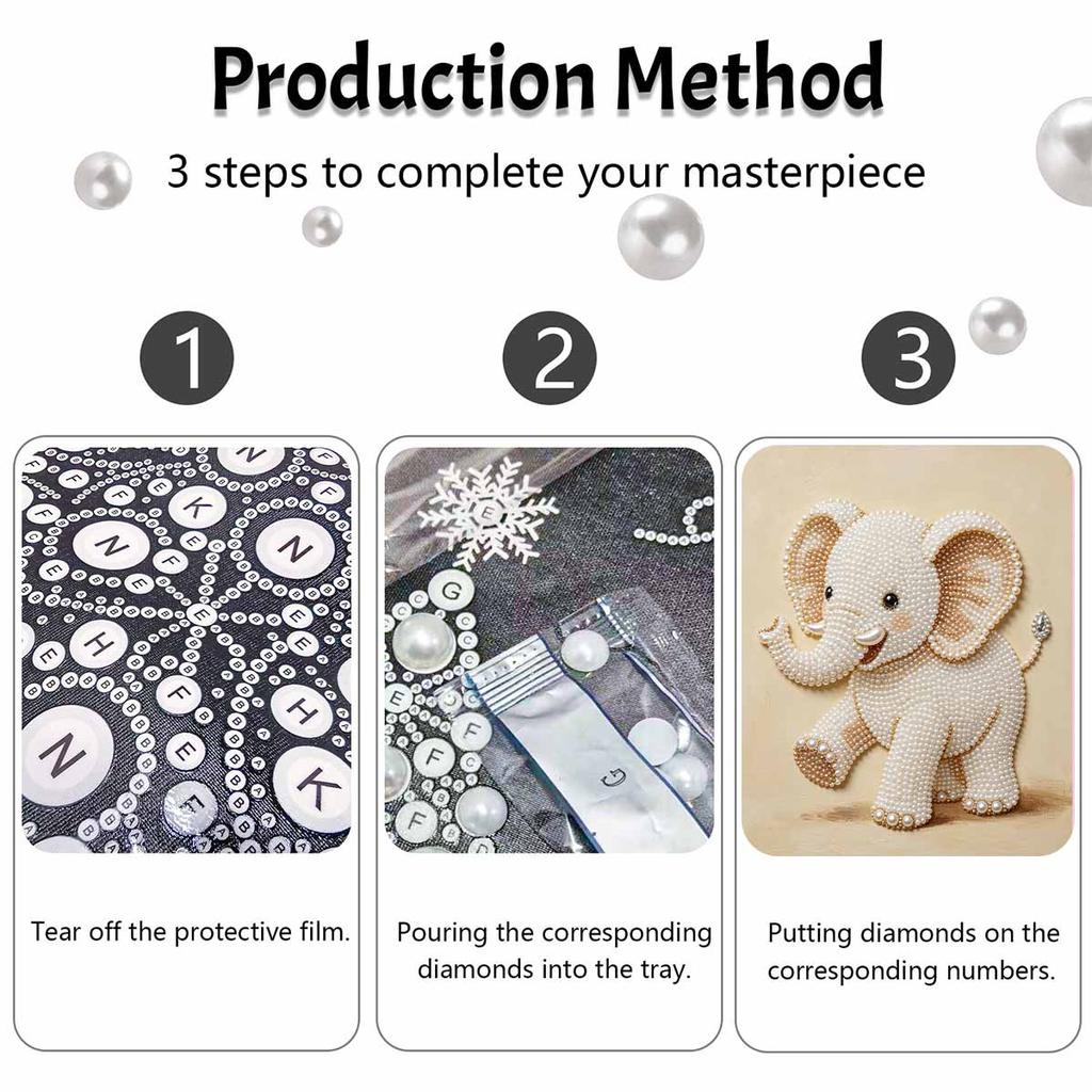 Pearl DIY Art Painting Cute Elephant Handcrafted Picture Indoor Wall Ornament Relaxing Leisure Hobby Exquisite Home Decoration Gift
