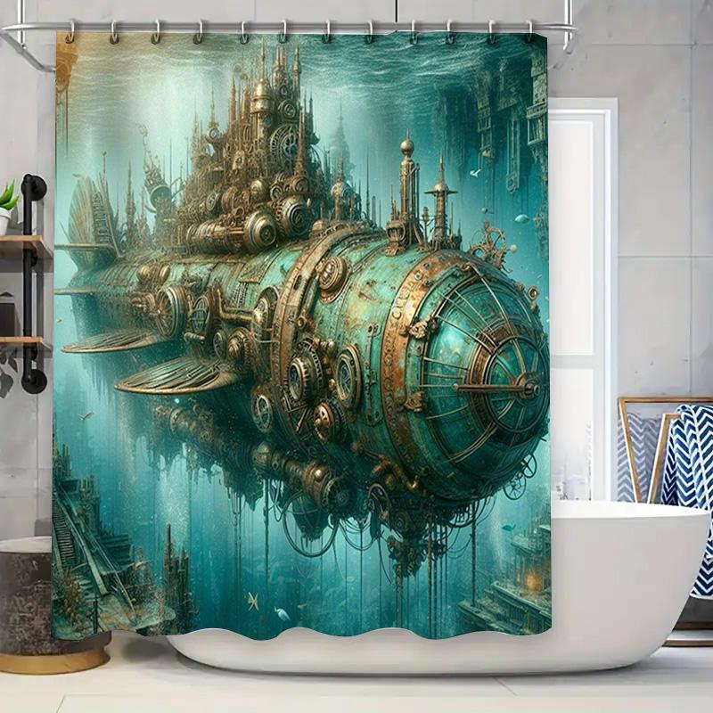 

Шторка для ванной в стиле стимпанк, тканевая, водонепроницаемая, декоративная, аксессуары для дома и ванной, деревенский металлический индустриальный дизайн 90x180cm