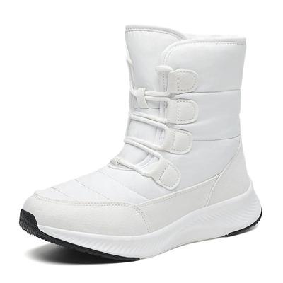 Damen-Stiefel, Winter, weißer Schneestiefel, kurzer Stil, wasserabweisendes Obermaterial, rutschfeste Qualität, schwarze Schuhe aus Plüsch