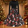 Women's Casual Vintage Christmas Print Neck Dress