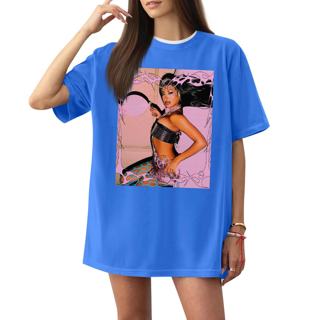 Women's Casual Printed T-Shirt Round Neck Pullover Short Sleeve Top