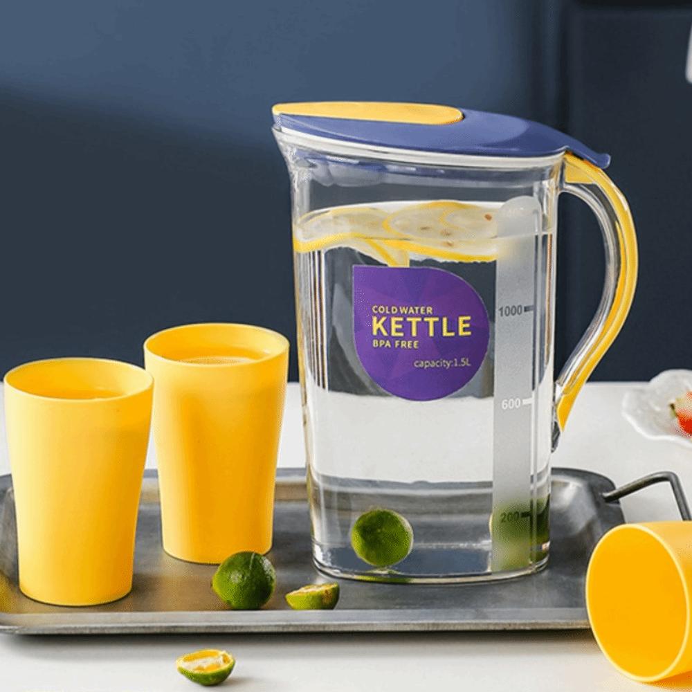 With Cups Cold Water Kettle Heat Resisttant Water Jug Durable Water Carafe  Summer