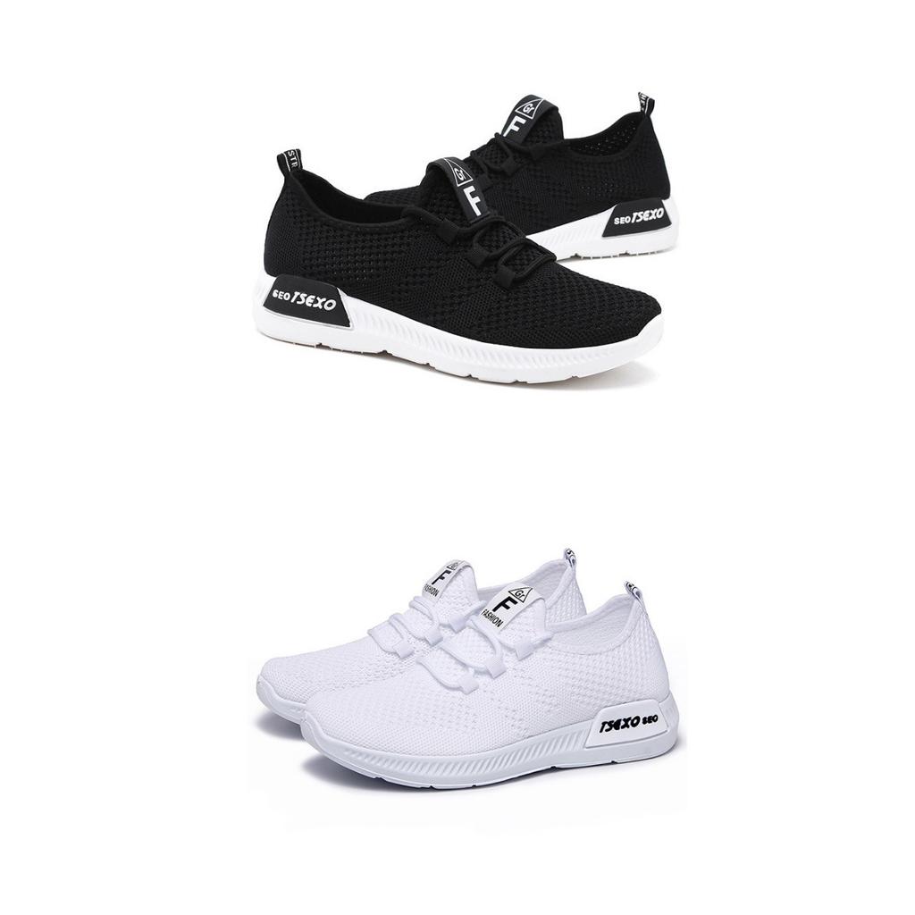 Women's Flyknit Single Shoes, Soft Soled Breathable Shoes, Casual Sports Shoes for Women
