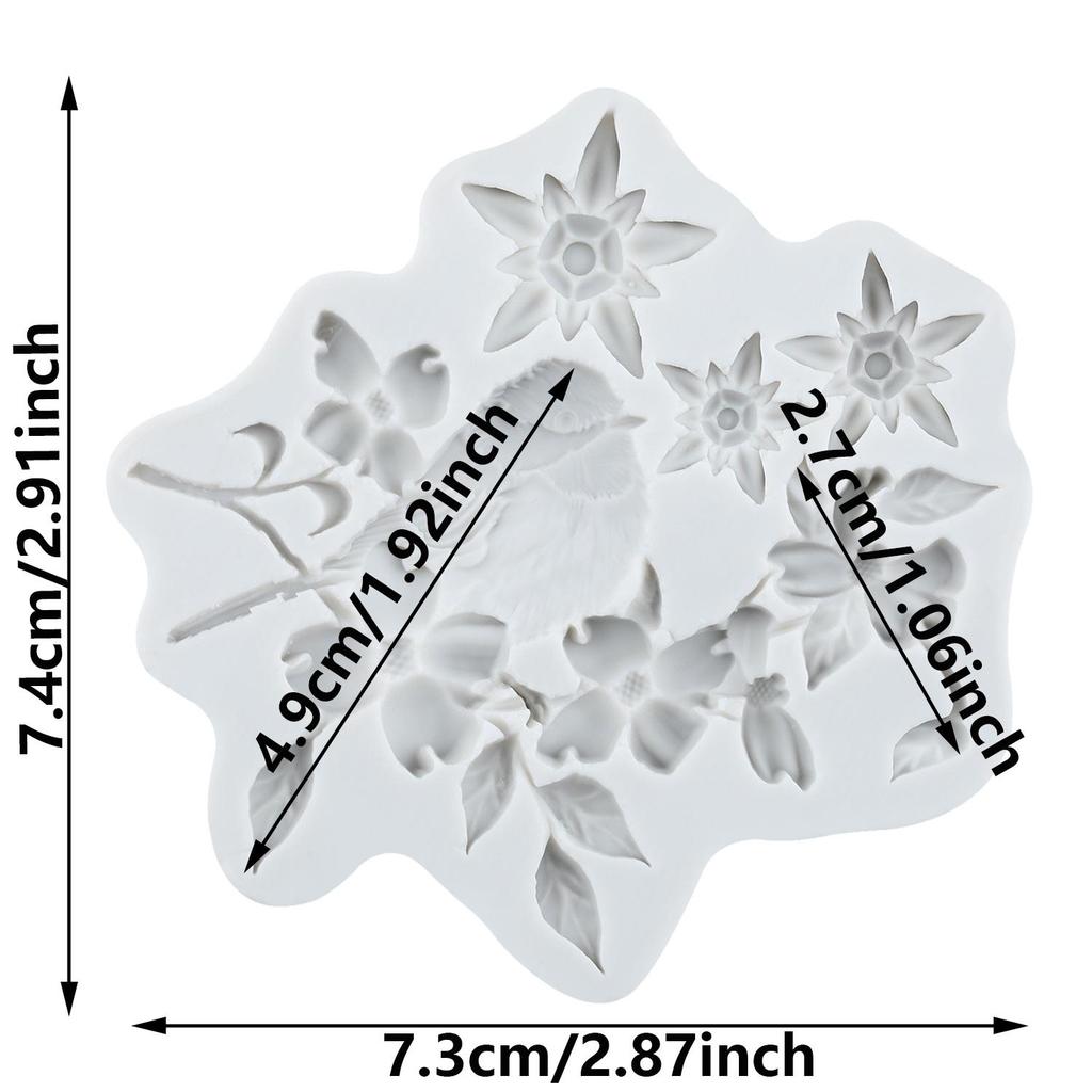 Magpie Silicone Mold Flower Twigs Fondant Molds Cake Decorating Tools Cupcake Topper Candy Resin Clay Chocolate Gumpaste Mold