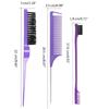 3Pcs Slick Back Hair Brush Set Bristle Hair Brush Brush Teasing Comb for Women Baby Kids Black Hair