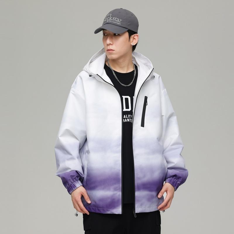 

Модная свободная куртка с капюшоном в японском стиле с градиентом для мальчиков, модная осенняя повседневная универсальная куртка для пар 3XL